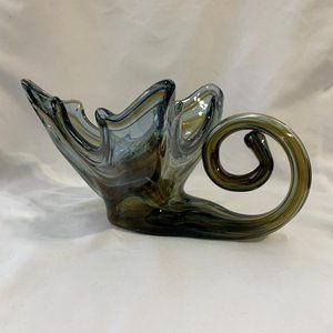 Vintage 70’s Art Glass Bowl with Curled Handle